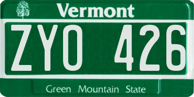 VT license plate ZYO426