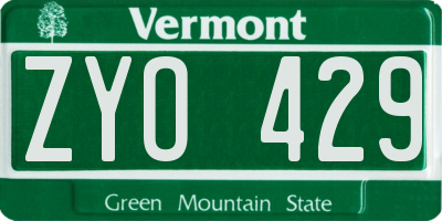 VT license plate ZYO429