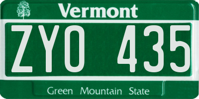 VT license plate ZYO435