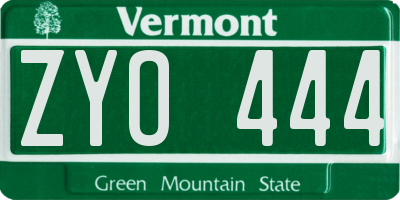 VT license plate ZYO444