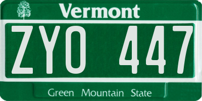 VT license plate ZYO447