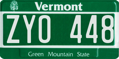 VT license plate ZYO448
