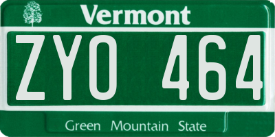 VT license plate ZYO464