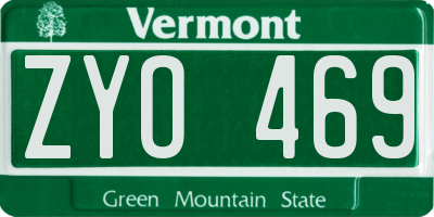 VT license plate ZYO469