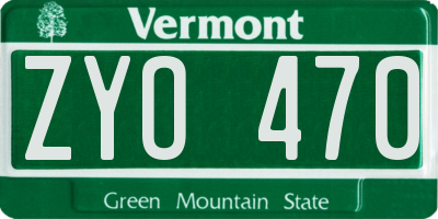 VT license plate ZYO470