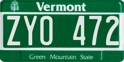 VT license plate ZYO472