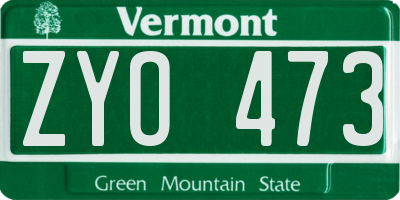 VT license plate ZYO473
