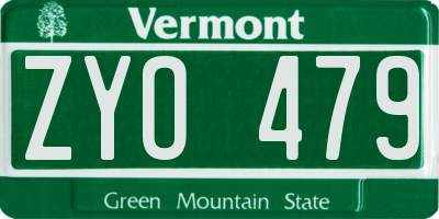 VT license plate ZYO479