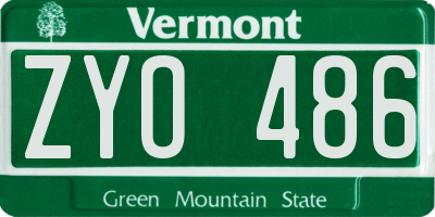 VT license plate ZYO486