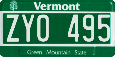 VT license plate ZYO495