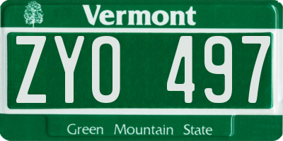 VT license plate ZYO497