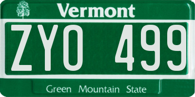 VT license plate ZYO499