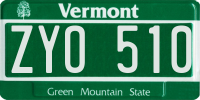 VT license plate ZYO510