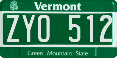 VT license plate ZYO512
