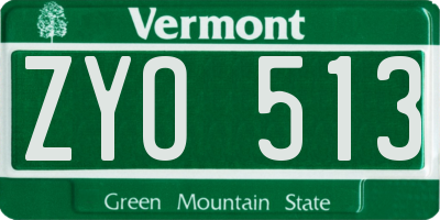 VT license plate ZYO513