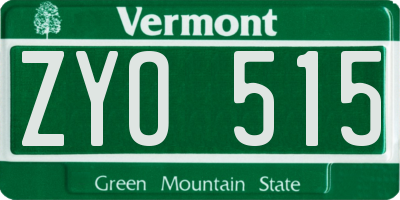 VT license plate ZYO515