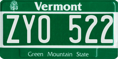 VT license plate ZYO522