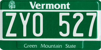 VT license plate ZYO527