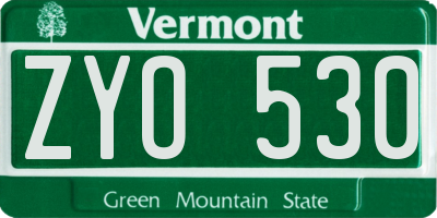 VT license plate ZYO530