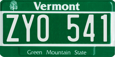 VT license plate ZYO541