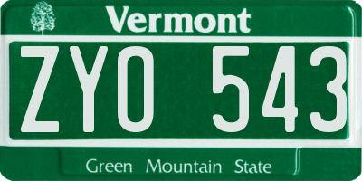 VT license plate ZYO543