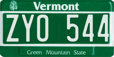 VT license plate ZYO544