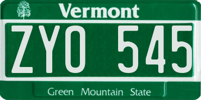 VT license plate ZYO545