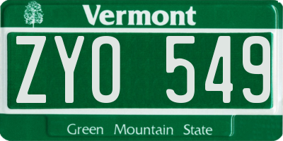 VT license plate ZYO549