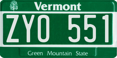 VT license plate ZYO551