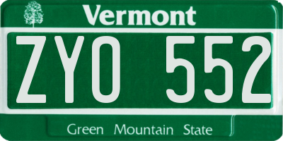 VT license plate ZYO552