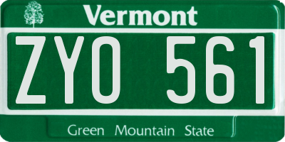 VT license plate ZYO561