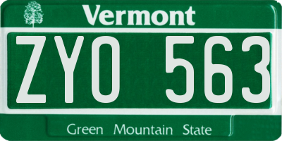 VT license plate ZYO563