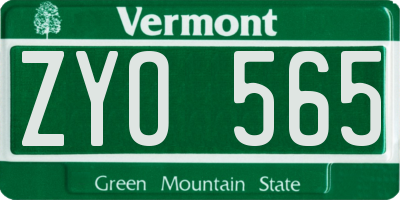 VT license plate ZYO565