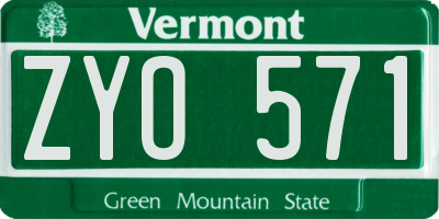 VT license plate ZYO571