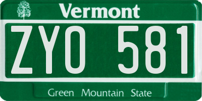 VT license plate ZYO581