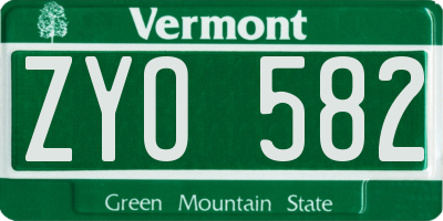 VT license plate ZYO582