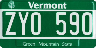 VT license plate ZYO590