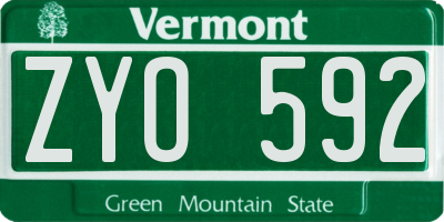 VT license plate ZYO592