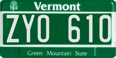 VT license plate ZYO610