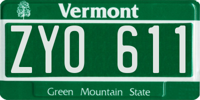 VT license plate ZYO611
