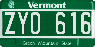 VT license plate ZYO616