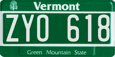 VT license plate ZYO618