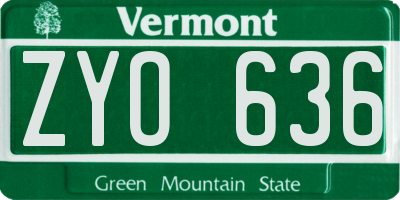 VT license plate ZYO636