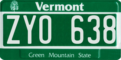 VT license plate ZYO638
