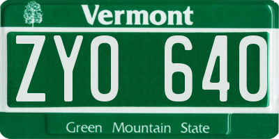 VT license plate ZYO640