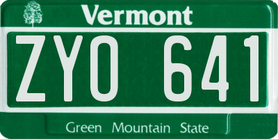 VT license plate ZYO641