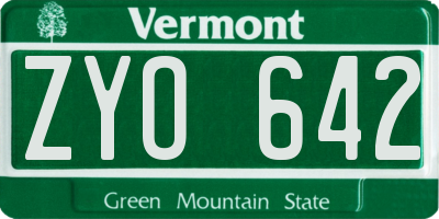 VT license plate ZYO642