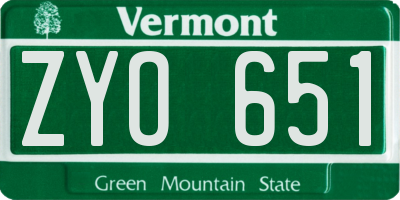 VT license plate ZYO651