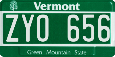 VT license plate ZYO656