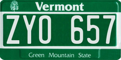 VT license plate ZYO657